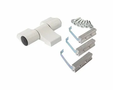 фото Петля двер. подшип. ELEMENTIS new, 3-х секционная, м/о 67, креп. на хол. профиль, белая RAL9016