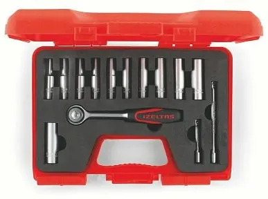 фото Набор торцевых головок глубоких 1/4" 6-гранных, 4-13 мм 14 предметов (yeni), IZELTAS, 1107006014, 13000005216