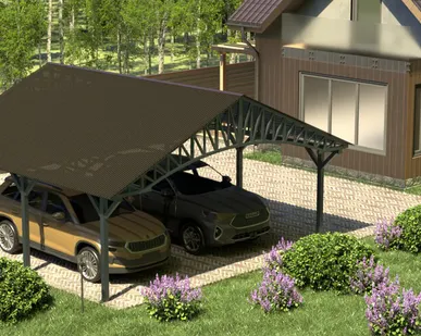 фото Двускатный навес №22 из поликарбоната 6,5х6,3 м