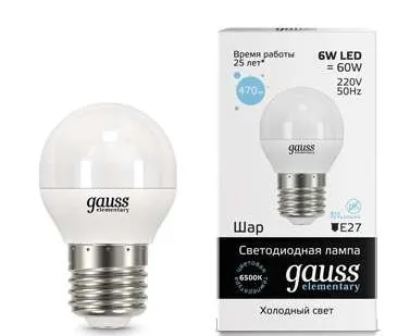 фото Лампа светодиодная Elementary Globe 6Вт E27 6500К Gauss 53236