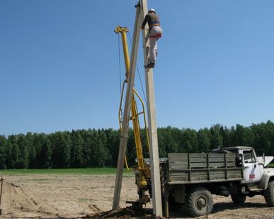 фото Установка опор лэп