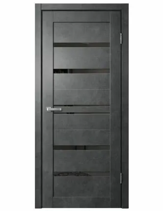 Фото №0 Дверь межкомнатная В1 (Barn) черное стекло, ПВХ, Бетон темный 2000х800мм