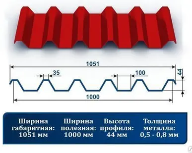 фото Профнастил С-44 окрашенный 3003 рубин
