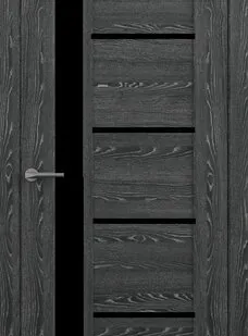 фото Межкомнатные двери ALBERO "Мехико" Черное дерево/ Черное стекло (ДО)