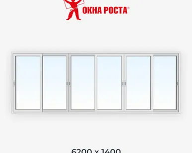 фото Раздвижное алюминиевое остекление балкона 6200x1400
