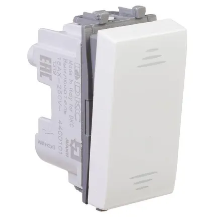 Фото №1 Выключатель модульный 1-кл. 1мод. Avanti "Белое облако" 16А IP20 бел. DKC 4400101