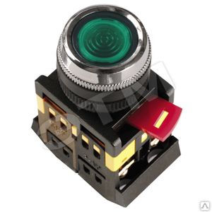 фото Кнопка ABLFS-22 d22мм с подсветкой/неон 240В 1з+1р зеленая ИЭК