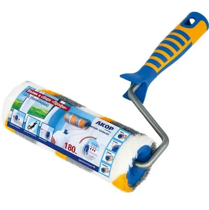 Фото №0 Валик 240*8 малярный с ручкой "Профи" тигр (полиакрил) Акор, ворс 12мм