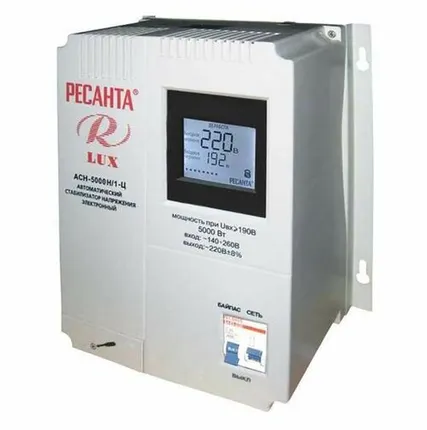 Фото №0 Стабилизатор напряжения АСН-5000 Н/1-Ц Lux 1ф 5кВт настен. IP20 Ресанта 63/6/16