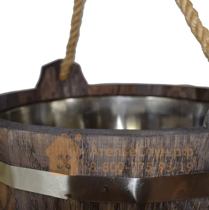 Фото №2 Запарник WoodSon 20 л из дуба тёмного, с нержавеющей вставкой (арт. WZ6)