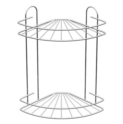 Фото №0 Полка для ванной угловая 2-х ярусная радиальная мелкая хром зеркальный крашенная