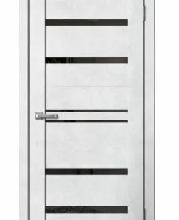 фото Дверь межкомнатная В1 (Barn) черное стекло, ПВХ, Бетон светлый 2000х600мм