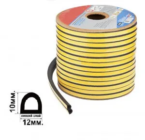 фото Уплотнитель, профиль "D", 12х10 мм, черный 1/25 (АА)