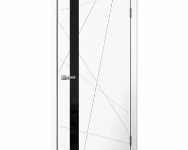 фото Дверь межкомнатная Line 02 (Line) стекло черное, ПВХ, Белая 2000х600мм