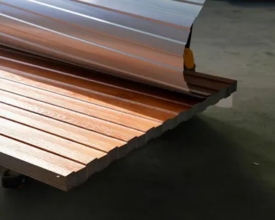 фото Профлист С-8 под дерево / золотой орех / 0.45 мм. - Золотой орех - Глянцевая - с ЛКП - Второй - С-8 - Стандартные - Розница