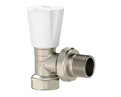 фото Вентиль для радиатора угловой, латунь 1/2", никель, РТП
