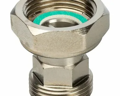 фото Разъемное соединение STOUT 1 с плоским уплотнением и обратным клапаном, никелированное