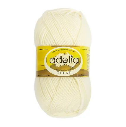 Фото №0 Пряжа ADELIA "LUCAS" 70% шерсть, 30% акрил 100 г 218 м №01 БЕЛЫЙ