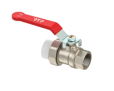 фото Кран шаровой ручка рычаг, латунь, с переходом на трубу PPR/внутренняя резьба 50х1_1/2", индивидуальная упаковка, никель, RTP