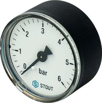 Фото №0 SIM-0009-500608 STOUT Манометр аксиальный. Корпус Dn 50 мм 1/4", 0...6 бар, кл.2.5