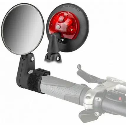 Фото №0 Зеркало заднего вида DX-2002VF на липучке с габаритным огнём, пластиковое черное