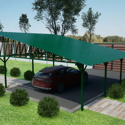 Фото №0 Односкатный навес №33 из профнастила 6,9х6,3 м