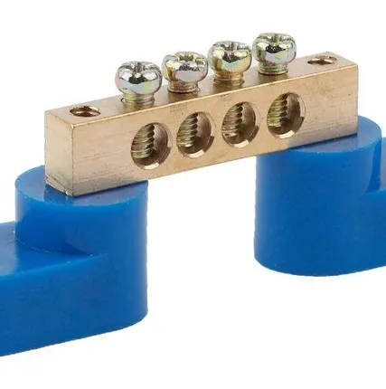 Фото №0 Шина N "ноль" на двух угловых изоляторах ШНИ-6х9-4-У2 NO-222-54 син. (уп.20шт) ЭРА Б0033434