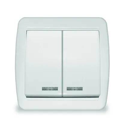 Фото №0 Выключатель 2-кл. ОП Клио с подсветкой 10А IP44 бел. UNIVersal К2227
