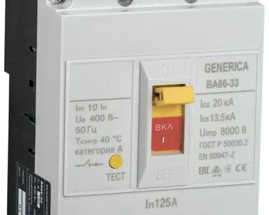 фото Выключатель автоматический 3п 125А 20кА ВА66-33 GENERICA IEK SAV20-3-0125-G