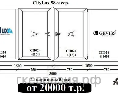 фото Оконные системы CityLux 58мм с Турецкой фурнитурой GEVISS