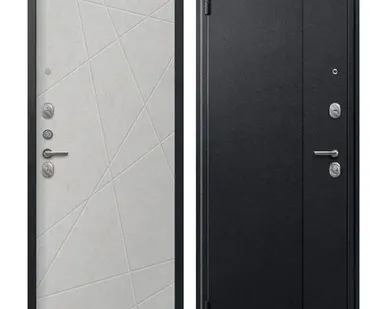 фото Дверь входная А-03 (Центурион) металл/МДФ, Черный сатин/Бетон светлый 2050х960мм, ЛЕВАЯ (2025)