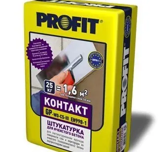фото Штукатурка для ячеистого бетона Profit Контакт - 25 кг