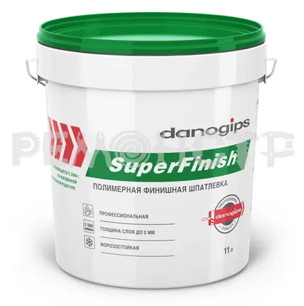 Фото №0 Шпатлевка 18,1кг/11л SuperFinish DANOGIPS/SHEETROCK зеленая крышка (1/33) П