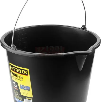 Фото №0 ZR-S-06083 Ведро STAYER &quot;PROFI&quot; строительное пластмассовое с носиком, 12л S