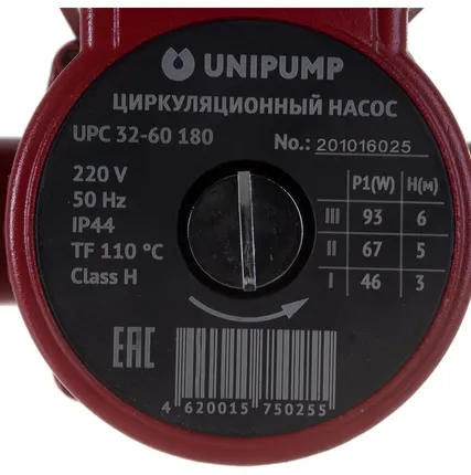 Фото №6 Циркуляционный насос Unipump UPС 32-60 180 мм с гайками, напор 6 м, диаметр 25мм, расход 63 л\мин, 3 скорости, 15467