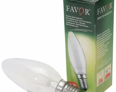 фото Лампа накаливания 'свеча' прозрачная 40Вт Е14 Favor