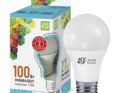 фото Лампа светодиодная LED-A60-standard 11Вт грушевидная 4000К бел. E27 990лм 160-260В ASD 4690612001715