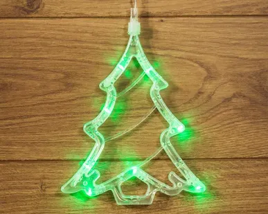 фото Фигура светодиод. "Елочка" на присоске (батарейки 3хААА в компл.) 8LED 190х160х10мм зел. 1Вт 4.5В IP20 NEON-NIGHT 501-017