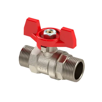 Фото №0 Кран шаровой ручка бабочка, латунь, наружная/наружная резьба 3/4",PN25 индивидуальная упаковка, никель, RTP