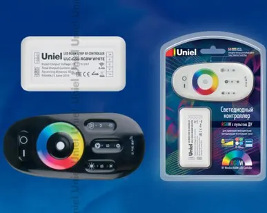 фото Усилитель ULC-G50-RGBW BLACK Контроллер для управления многоцветным и белым светодиодными источниками света 12/24B с пультом ДУ 2,4ГГц. Цвет пульта черный.