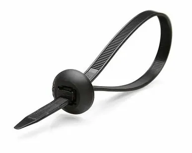 фото Хомут пластиковый с подвижным замком 8,0х380 мм черный