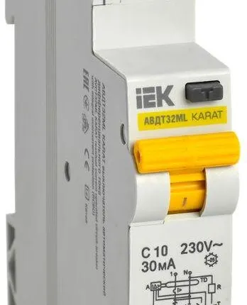 Фото №0 Выключатель автоматический дифференциального тока С 10А 30мА АВДТ32МL KARAT IEK MVD12-1-010-C-030