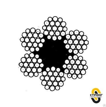 Фото №0 6-прядный канат типа ЛК-Р с органическим сердечником ГОСТ 2688-80 d 15