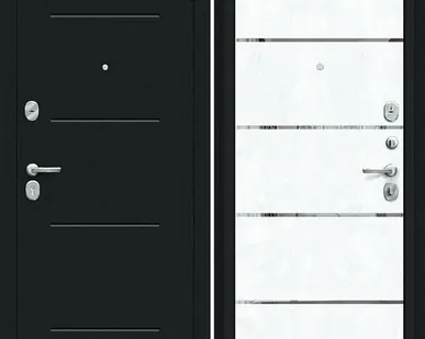 фото Входная дверь Лайн Букле черное-Сноу Арт молдинг.