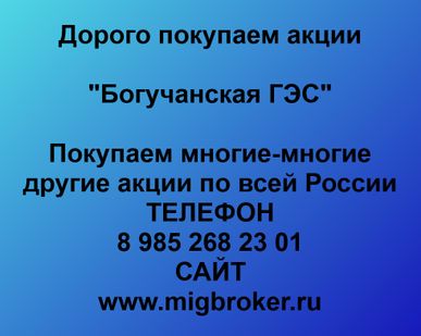 фото Продать акции «Богучанская ГЭС» по выгодной цене.