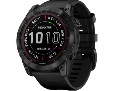 фото Часы Garmin Fenix 7X Sapphire Solar титановый черный DLC с силиконовым ремешком