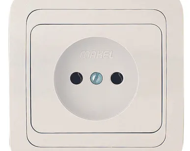 фото Розетка 1-м СП Mimoza 16А IP20 без заземл. керам. бел./бел. Makel 12002