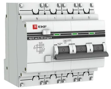 фото EKF Выключатель автоматический дифференциальный АД-32 3п+Н 40А 30мА AC C PROxima EKF