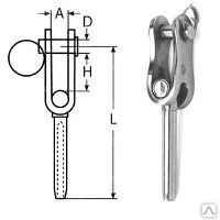 фото Наконечник для обжима троса 10мм с шарнирной вилкой, нер. сталь А4