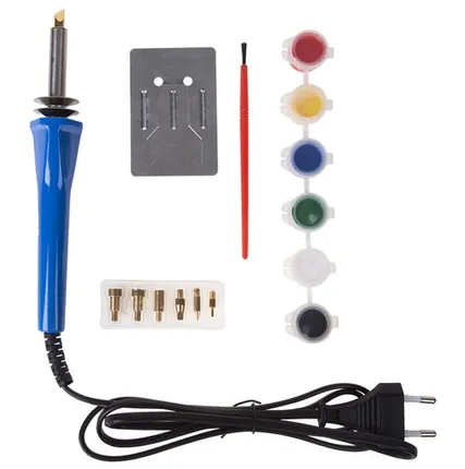 Фото №0 Выжигатель (набор паяльник - выжигатель), пирограф, 30Вт, 230В, 7 насадок + подставка + кисточка + краски, блистер REXANT